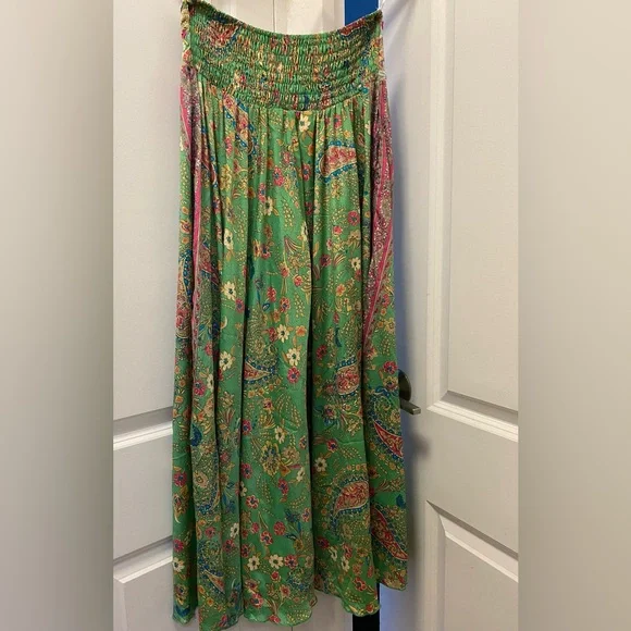 SILK Floral Green Wide Leg Pants - Picture 6 of 13
